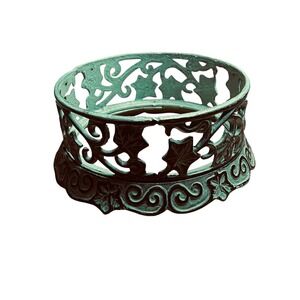 PartyLite Candle Holder Home Decor Green Verdigris Ivy Leaf Metal - OS